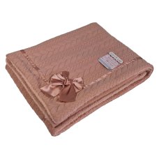 FBP246-RO: Rose Gold Sherpa Cable Wrap w/Bow